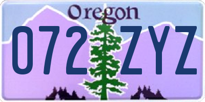 OR license plate 072ZYZ