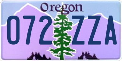 OR license plate 072ZZA