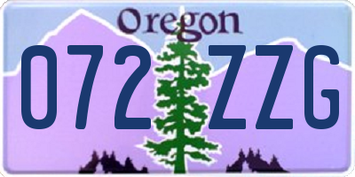 OR license plate 072ZZG