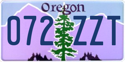 OR license plate 072ZZT
