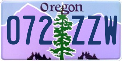 OR license plate 072ZZW