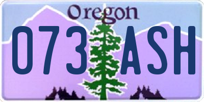OR license plate 073ASH