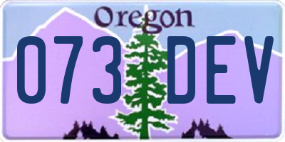 OR license plate 073DEV