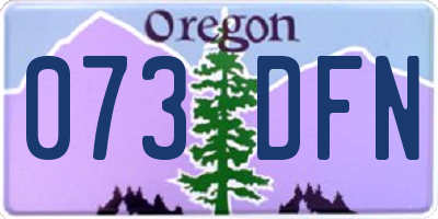 OR license plate 073DFN