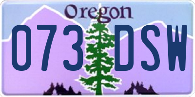 OR license plate 073DSW