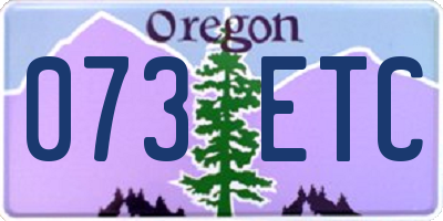 OR license plate 073ETC
