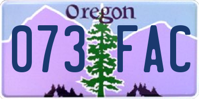 OR license plate 073FAC