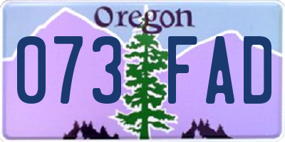 OR license plate 073FAD