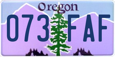 OR license plate 073FAF