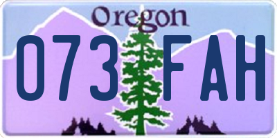 OR license plate 073FAH