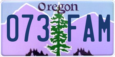 OR license plate 073FAM