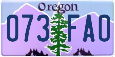 OR license plate 073FAO