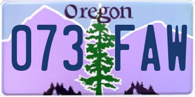OR license plate 073FAW