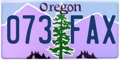 OR license plate 073FAX