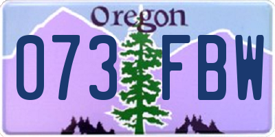 OR license plate 073FBW