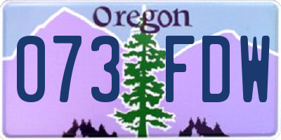 OR license plate 073FDW