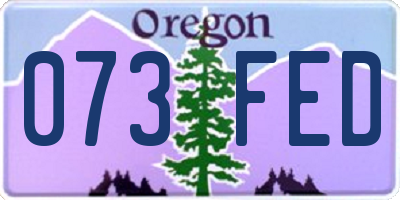 OR license plate 073FED