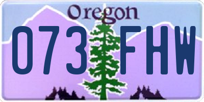 OR license plate 073FHW