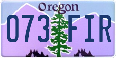 OR license plate 073FIR