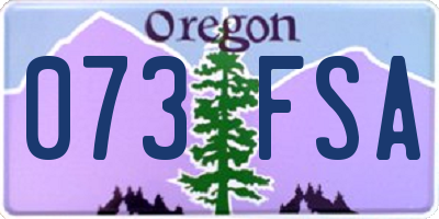 OR license plate 073FSA