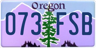 OR license plate 073FSB