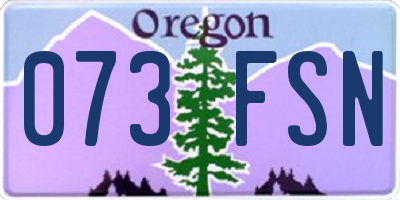 OR license plate 073FSN