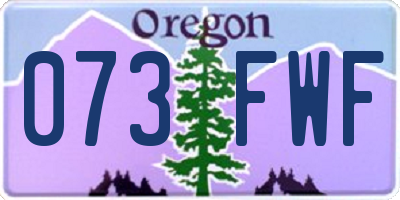 OR license plate 073FWF