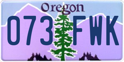 OR license plate 073FWK