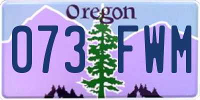 OR license plate 073FWM