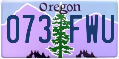 OR license plate 073FWU