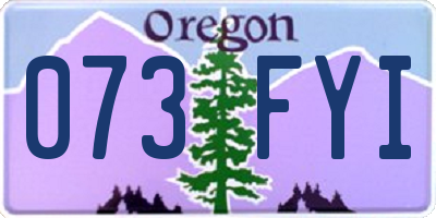 OR license plate 073FYI