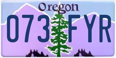 OR license plate 073FYR