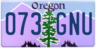 OR license plate 073GNU