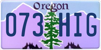 OR license plate 073HIG