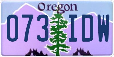 OR license plate 073IDW