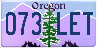 OR license plate 073LET
