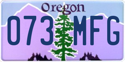 OR license plate 073MFG