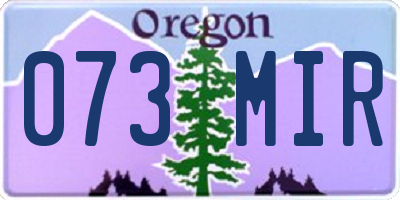 OR license plate 073MIR