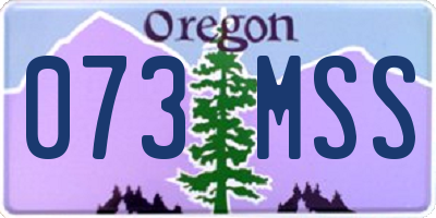 OR license plate 073MSS
