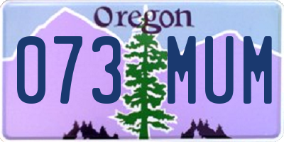 OR license plate 073MUM