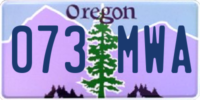 OR license plate 073MWA