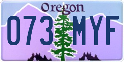 OR license plate 073MYF