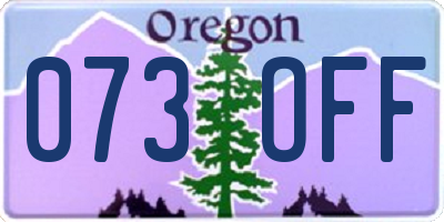 OR license plate 073OFF