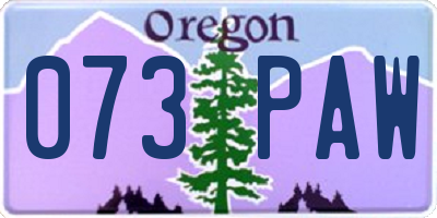 OR license plate 073PAW