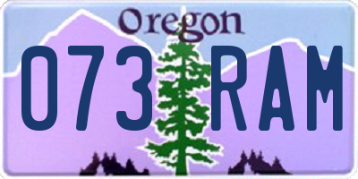 OR license plate 073RAM