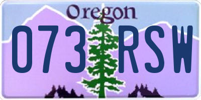 OR license plate 073RSW
