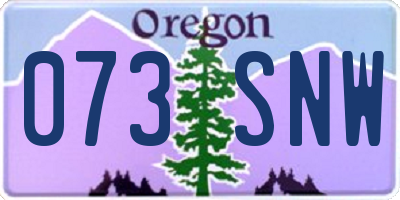 OR license plate 073SNW