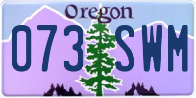 OR license plate 073SWM