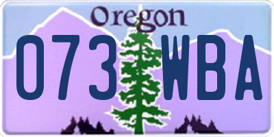 OR license plate 073WBA