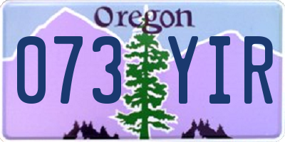 OR license plate 073YIR